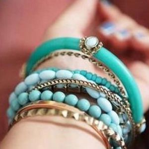 Blue Green Beaded Bracelet