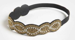 Golden Bead Black Headband