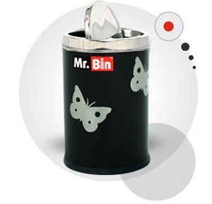 Trendy Black Swing Round Steel Dustbin