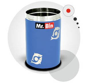 Trendy Blue Round Steel Dustbin