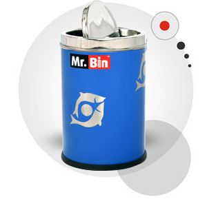 Trendy Blue Swing Round Steel Dustbin