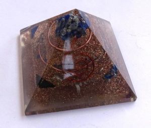 Copper Three Layer Orgone Pyramid With Crystals