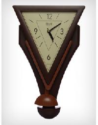 Brown Triangle Shape Designs Wall Clock with Pendulum