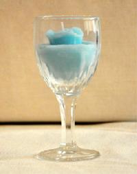 Light Blue Color Candle with Wine Glass Holder