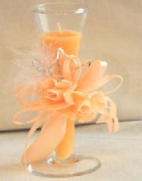 Peach Colour Candle with Wine Glass Holders