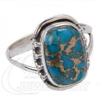 Copper Turquoise Silver Ring