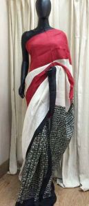 Pure Silk Saree with hand block prints