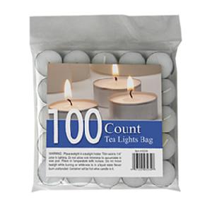 100 Pack White Unscented Tealight Candle