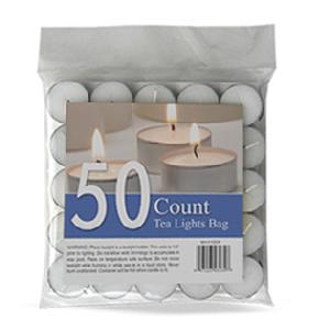 50 Pack White Unscented Tealight Candle