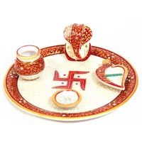 Marble Pooja Thali Set