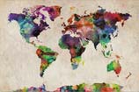 World Map Oil Canvas Paintings