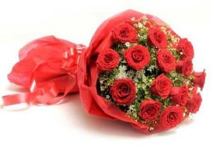 15 Red Roses in a Paper Packing