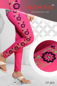 dark pink Velly Side Peinted  Lycra Legging