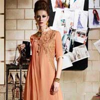 Embroidered Western Apricot Color Kurtis-562