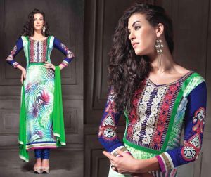 Fashionable Party Wear Zari Resham Embroidered Dress