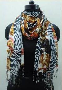 White Black Printed Scarf