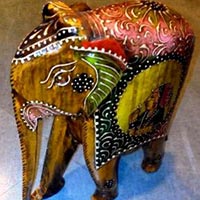 Wooden Embossed Painted Elephant