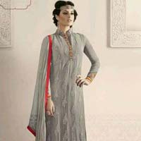 Arresting Grey Faux Churidar Suit