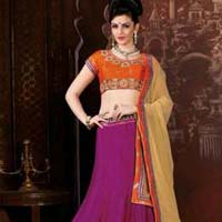 Glossy Magenta & Orange Lehenga Choli