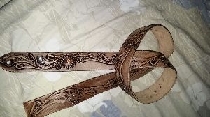 Genuine Leather Belt Hand Carved 01