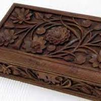 Carved Walnut Wood Jewellery Box