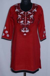 Indian Red Embroidery Kurtis