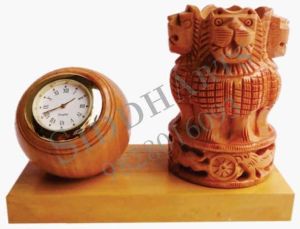 ASHOKA PILLAR PEN HOLDER with WOODEN WATCH