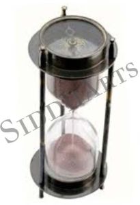 Decorative Brass Sand Timer With Compass