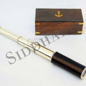 Designer Brass Telescope In Wooden Box