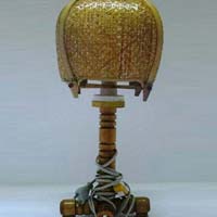 Hand crafted Bamboo Cut round Colored Lamp