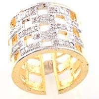 CZ 18k Gold Plated Brick Style Ring