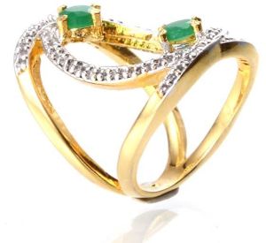 CZ 18k Gold Plated Emerald Stone Ring