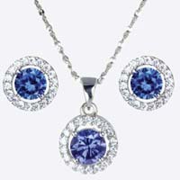 CZ Sapphire Necklace Set