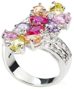 CZ 18k Gold Plated Multicolor Gemstone Ring