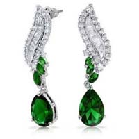 CZ Emerald Dangle Earrings