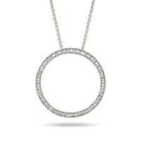 CZ 925 Silver Plated Large Hoop Ring Pendant