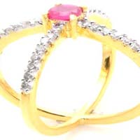 CZ 18K Gold Plated Ruby Ring