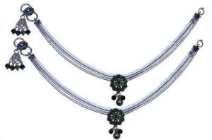 Double Line Silver Anklets