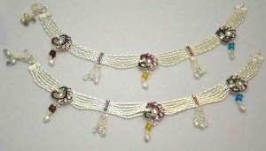 Meena Silver Anklets