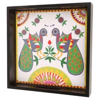 Madhubani Peacock Wooden Tray