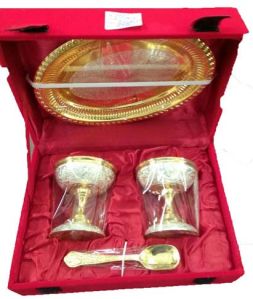 SILVER & GOLDEN PLATED ICE- CREAM SET