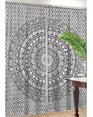 White Elephant Print Mandala Wall Curtain