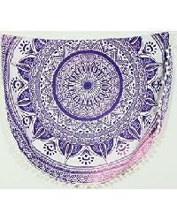 Boho Dorm Ombre Indian Mandala Handmade Beach Throw Towel