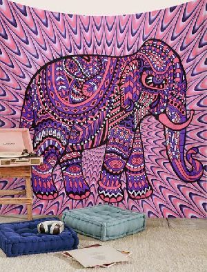 Elephant Print Mandala Tapestry Wall Hanging Decorative Tapestry