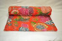 Flower Print Twin Kantha Quilt