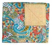 Handmade Paisley Print Indian Kantha Quilt