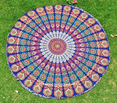 Hippie Peacock print Indian Mandala Handmade Beach Throw Towel