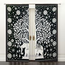 Hippy Indian Mandala Elephant Print Gypsy Window Curtain