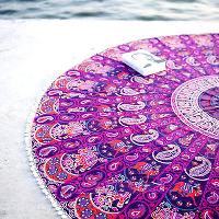 Hippy Paisley Print Indian Mandala Round Tapestry Beach Throw Towel