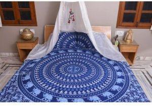 Blue Floral Hippie Cotton Duvet Cover